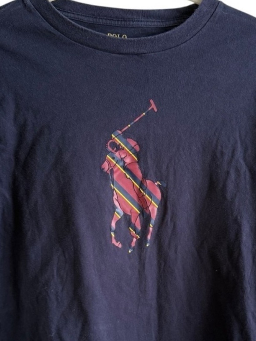 Polo Ralph Lauren Big Pony Graphic Tee Navy Blue Juniors Large L